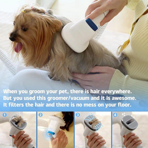 Pet grooming kit with vacuum for dogs and cats vacuum brush